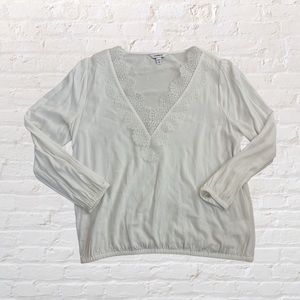 💕 Like 🆕 Express white long sleeve lace v-neck blouse